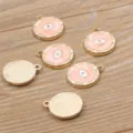 Goldfarbene Legierung Böser Blick Anhänger für DIY Schmuckherstellung, runden mit Emaille. - Auge / Rosa