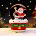 Christmas Santa snow globe music box with glowing light, festive home decor gift for girls. - 8508 Greeting / Medium 80# LED Light+Music
