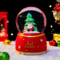 Kerst sneeuwbol tafeldecoratie met kerstman en boom, perfect feestelijk cadeau. - 396 Kerstman En Hert / Groot 100 Sneeuw+Licht+Muziek