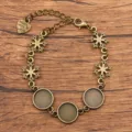 Vintage Bronze Legierung Schneeflocke DIY Armband Rohling Fassung Schmuck Zubehör. - 12mm Runder Boden / Antikbronze