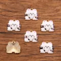 Cute cat pendant DIY alloy charm enameled color blocked kitten jewelry accessory variant item. - Style 1