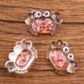 Transparent resin crab charms DIY pendant accessories for necklace jewelry making 20x30mm - Pink