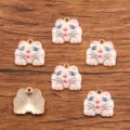 Cute alloy cat enamel pendant DIY charms set, KC gold color, perfect for handmade jewelry. - Style 2