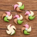 DIY resin colorful pinwheel charms pendants for handmade jewelry making, 20x24mm accessories. - Style 3