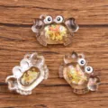 Transparent resin crab pendant DIY charm for necklace bag handmade crafts and accessories. - Yellow