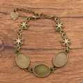 Antikbronze Legierung DIY Schneeflocke Armband Grundschale Schmuck Zubehör Fundstücke - 13x18mm Ovaler Boden / Antikbronze