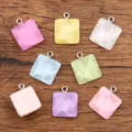 Bunte quadratische Harz Anhänger Charms mit Metallösen für DIY handgemachte Schmuck Herstellung. - Zufälliges Quadrat In Gemischten Farben