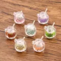 Mini DIY resin coffee cup charms 16x22mm two-color luminous pendants for crafts jewelry - Random Mixed Colors