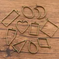 Mixed geometric metal bezel frames for UV resin craft DIY jewelry making, antique bronze finish. - 10 Pieces/Pack / Antique Bronze
