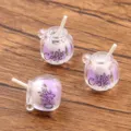 Mini resin coffee cup charms, luminous dual-color DIY hair accessories keychains pendants. - Purple