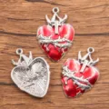 Vintage gothic sacred heart alloy pendant charms DIY jewelry making accessories necklace - Retro Thorn Sacred Heart Charm (27H4-6) / 29x42mm