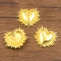 Gold Heart Sunburst Pendants DIY Jewelry Accessories Variant Pack Charm Design - Sunburst Heart Charm (27B3-5) / 27B3-5 (29*33mm)