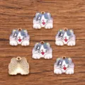 Leuke kat geëmailleerd legering bedels KC verguld DIY dier hangers voor sieraden 16x18mm - Stijl 7