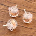 Mini resin coffee cup charm variant, dual-color DIY accessory for keychain and jewelry making. - Orange