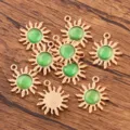 18x21mm tournesol breloques en métal avec oeil de chat vert kc or pour fabrication de bijoux - 1 Pièce / KC Or Vert Foncé