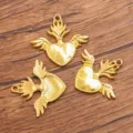 Gold sacred heart with wings metal pendant DIY jewelry findings for clothing accessories - Heart with Wings Charm (27B4-2) / 27B4-2 (30*33mm)