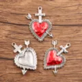 Vintage gothic style sacred heart cross arrow alloy pendant DIY jewelry accessories - Cross Arrow Heart Charm (27H4-8) / 35x39mm