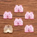Schattige roze kat geëmailleerde legering bedels KC verguld DIY dieren sieraden accessoires - Stijl 8