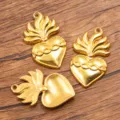 Gold sacred heart flame metal pendants DIY jewelry charms for handmade bracelets necklaces. - Sacred Heart Flame Charm (27B4-4) / 27B4-4 (22*37mm)