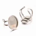 Acciaio inossidabile DIY anello base ovale castone vassoio per gioielli accessori parti - 13x18mm / Colore acciaio