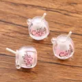 Miniature resin coffee cup charms for DIY jewelry making, hair accessories, and keychains 16x22mm - Pink