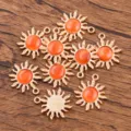 Pendentif tournesol en alliage DIY 18x21mm avec pierre orange, base en or KC, breloque - 1 Pièce / Or KC Orange