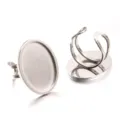 Base per anello ovale in acciaio inossidabile fai da te creazione di gioielli colore argento - 18x25mm / Colore acciaio
