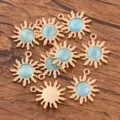 DIY Alliage Pendentif Tournesol KC Or Bleu Pierre Oeil de Chat Bijoux Accessoires 18x21mm - 1 Pièce / Or KC Bleu