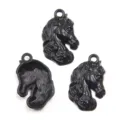 Zwart elektroforetisch metalen paardenhoofd hanger bedeltje voor DIY sieraden maken. - Paardenkop Stijl