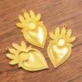 Gold tone sacred heart pendant DIY jewelry accessory charm component for daily crafting - 27B4-3 (35*59mm)