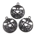 Zwarte metalen pentagram maan hanger bedels voor DIY gotische sieraden maken accessoires. - Pentagram Maan Stijl