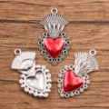 Vintage gotische hart vleugels legering bedels voor DIY oren kettingen sieraden accessoires. - 20x36mm
