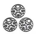 Zwarte filigraan ronde hangers, gotische holle metalen DIY sieraden maken accessoires. - Holle Ring Stijl