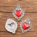 Vintage gotische rode hart legering hangend charms voor DIY sieraden maken accessoires. - 25 x 35 mm