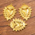 Gold Sacred Heart Pendant DIY Metal Charms Vintage Flaming Heart Jewelry Accessories - 27B4-8 (33*44mm)