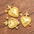 Gold heart cross arrow metal charms DIY jewelry pendants set for crafting and accessories - 27B4-9 (36*39mm)