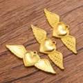 Gold heart angel wings pendant charms DIY jewelry findings for handmade crafts accessories 3pcs - 27B4-10 (18*54mm)
