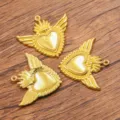 Gold sacred heart wings charms DIY jewelry making pendants for bag clothing accessories - 27B4-11 (40*36mm)
