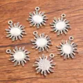 DIY pendentif charme fleur de soleil en alliage de zinc couleur argent antique 18x21mm - 1 Pièce / Argent Antique Blanc