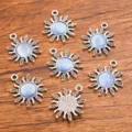 Pendentifs breloques en alliage tournesol argent ancien pour fabrication de bijoux DIY, plateaux. - 1 Pièce / Argent Antique Bleu Turquoise