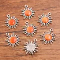 Pendentifs soleil argent antique breloques alliage tournesol fabrication bijoux 18x21mm - 1 Pièce / Argent Antique Orange