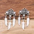 DIY κρεμαστό κράματος με ονειροπαγίδα και φτερά σε vintage ασημί χρωματική παραλλαγή. - Ονειροπαγίδα Φτερό (2M04) / Αντίκα Ασημί