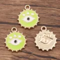 Colgantes de metal esmaltado mal de ojo para joyería DIY y accesorios de teléfono 18x21mm - Verde