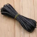 Cordón trenzado de PU negro de 5 mm de ancho, cuerda de piel sintética de 3 hilos para joyas DIY. - Negro