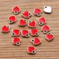 Kleine rote Herz Emaille Charms Metall Anhänger DIY Schmuck Zubehör für Armband Dekoration - Rot