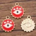 DIY aleacion mal de ojo redondo esmaltado colgante dijes para fabricacion de joyas accesorios - Rojo