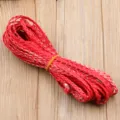 Cordón trenzado de PU rojo, cuerda de cuero de 5 mm de ancho para manualidades y joyería DIY. - Rojo