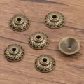 Antique bronze alloy flower bead caps, hollow spacer beads for DIY jewelry making accessories. - Six-petal Patterned Style (1313) / 1 Piece/Pack (4x14mm) / Antique Bronze