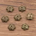 Bronze flower bead caps alloy DIY spacer charms for handmade bracelets necklaces - Hollow Flower Style (1317) / 3x9mm / Antique Bronze