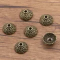 Antique bronze bead caps DIY alloy spacer beads hollow flower jewelry making accessories - Hollow Flower Style (1314) / 6x14mm / Antique Bronze
